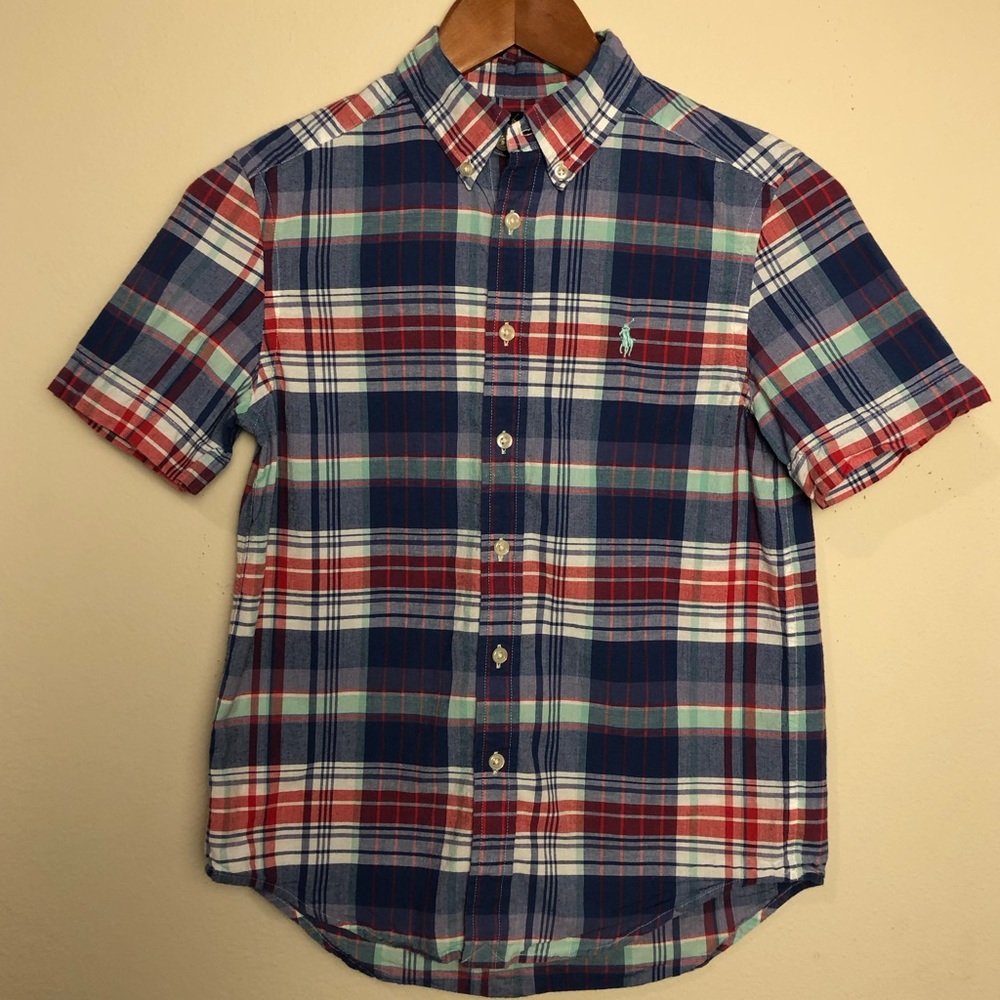 💜Ralph Lauren Boys Size 10/12 Short Sleeve Plaid